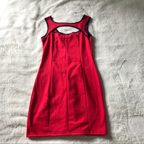 Red Dress with Navy Trimming - Picture 2 of 8